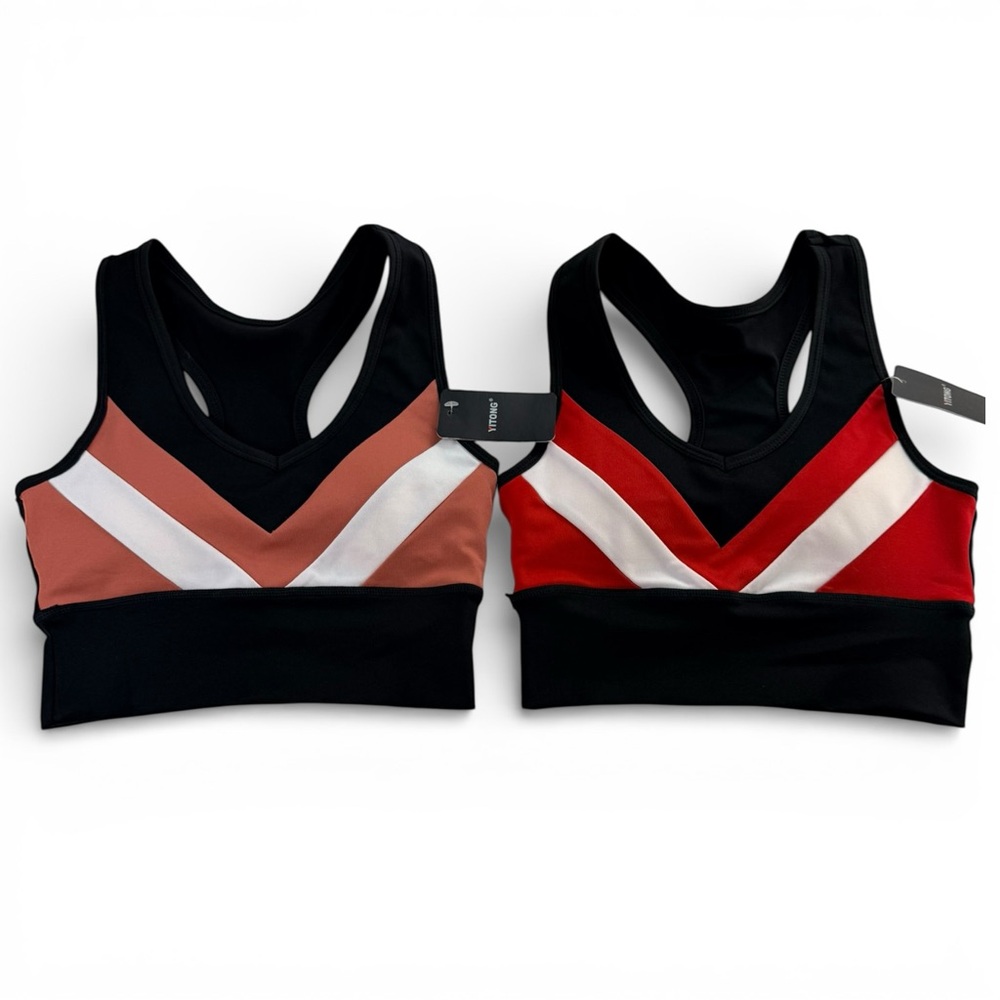 NWT YITONG 2 Pack Sports Bras S/M Racerback Colorblock Workout Bundle